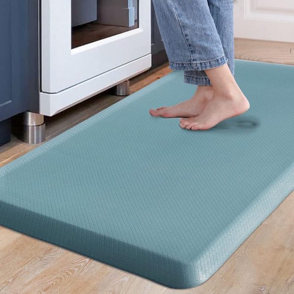 Carvapet Anti-Fatigue Floor Mat Cushioned Kitchen Comfort Mat Waterproof Non-Slip Standing Desk Mats and Rugs Heavy Duty PVC Ergonomic Foam Mat for Home Kitchen Office Laundry,Teal,17.3"x39"