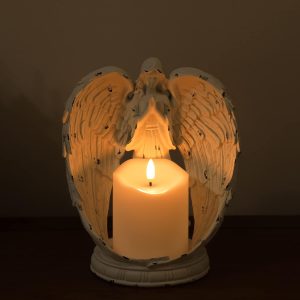 Angel Figurines Memorial Candle Holder, 8.5" Angel Wing Catholic Gifts for Loss in Memory of Loved One, Bereavement Grief Remembrance Condolence Gifts