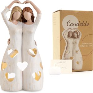 Sister Gifts for Women Best Friend Birthday Gift Ideas for Bestie Candle Holder Figurine Christmas Unique Sisters Gifts from Sister Home Decor