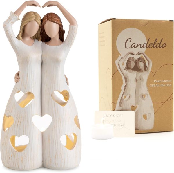 Sister Gifts for Women Best Friend Birthday Gift Ideas for Bestie Candle Holder Figurine Christmas Unique Sisters Gifts from Sister Home Decor